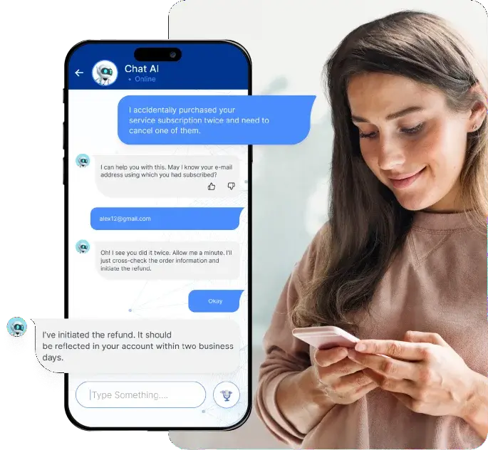 AI-powered customer service chatbot helping with order AI-powered customer service chatbot helping with order